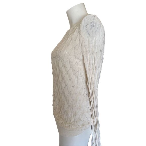 ModCloth women’s M looking lively white ivory knit sweater diamond textured patt - Picture 4 of 7